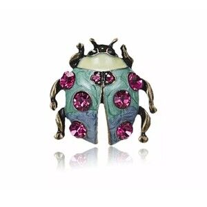 Fashion Enamel Crystal Insect Brooch Pin Beatle Blue & Pink Bug Jewelry Gift